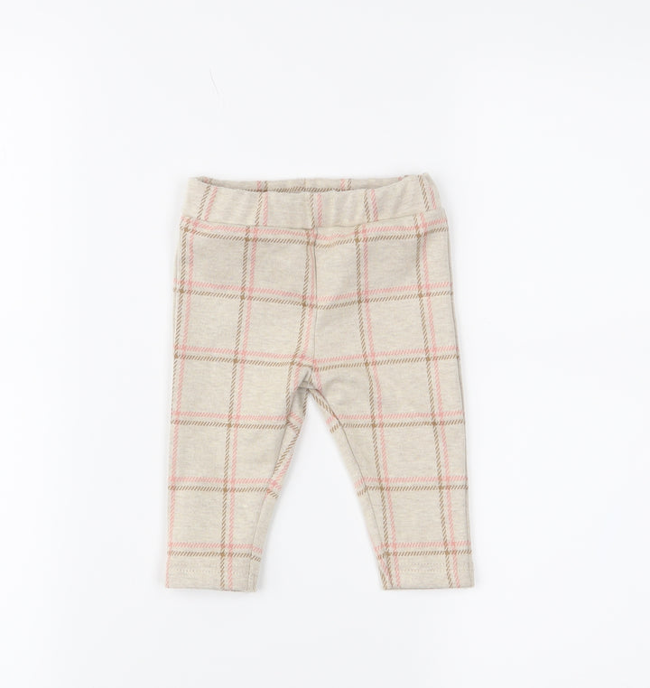 Nutmeg Girls Beige Check Cropped Leggings Size 3-6 Months
