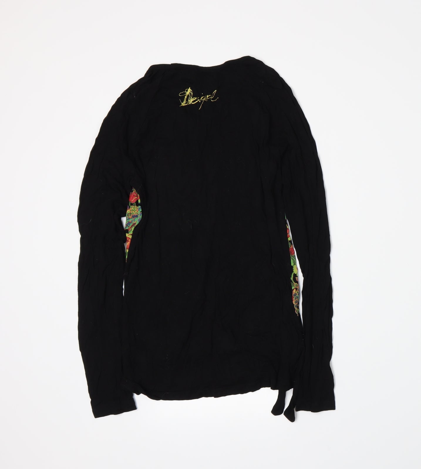 Desigual Girls Black Floral  Basic T-Shirt Size 13-14 Years