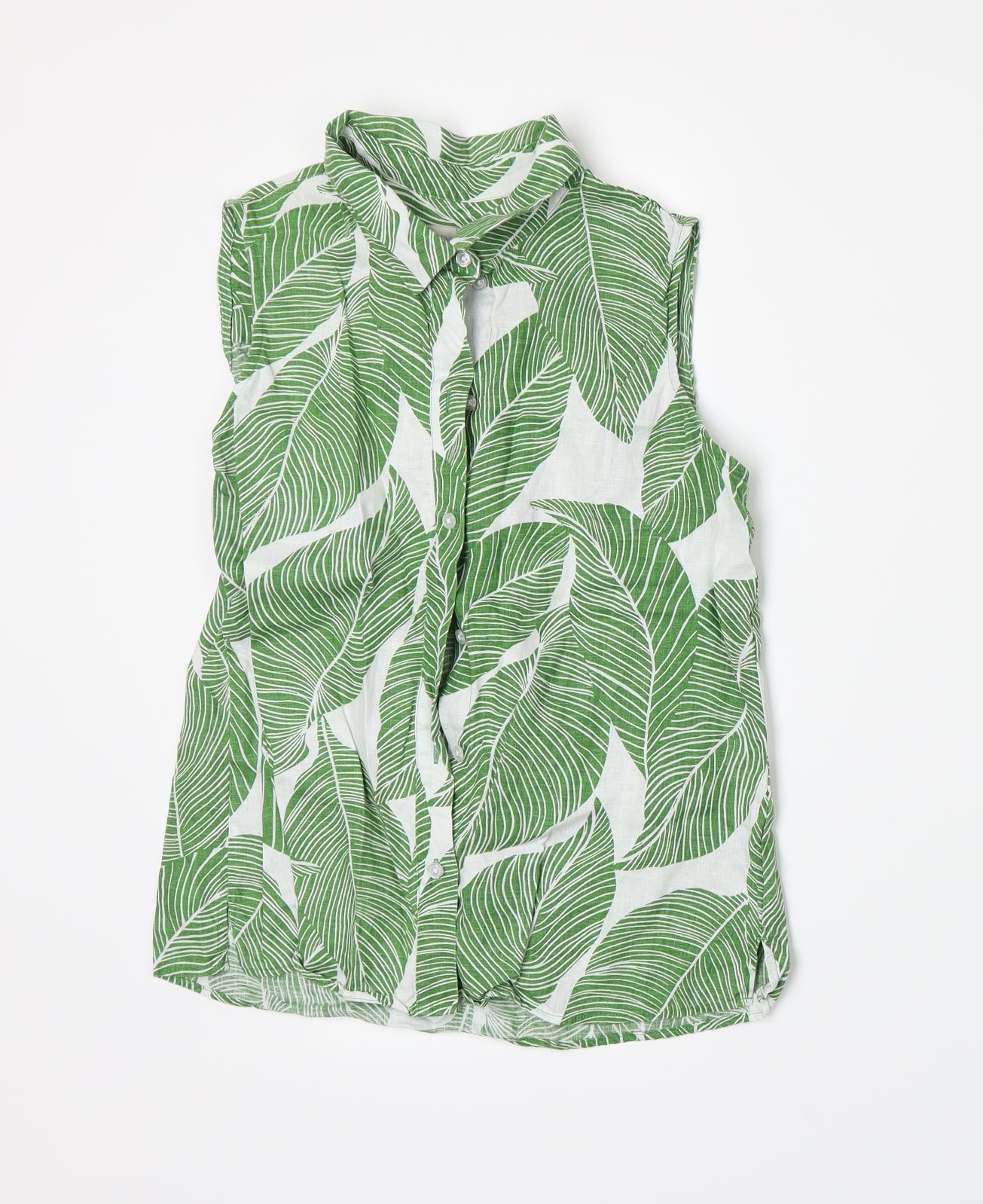 Hobbs Womens Green Floral  Basic Button-Up Size 8