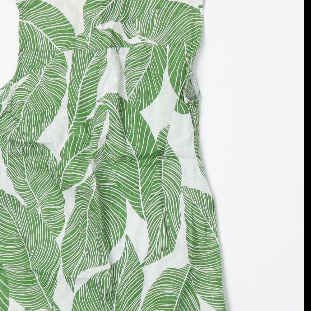 Hobbs Womens Green Floral  Basic Button-Up Size 8