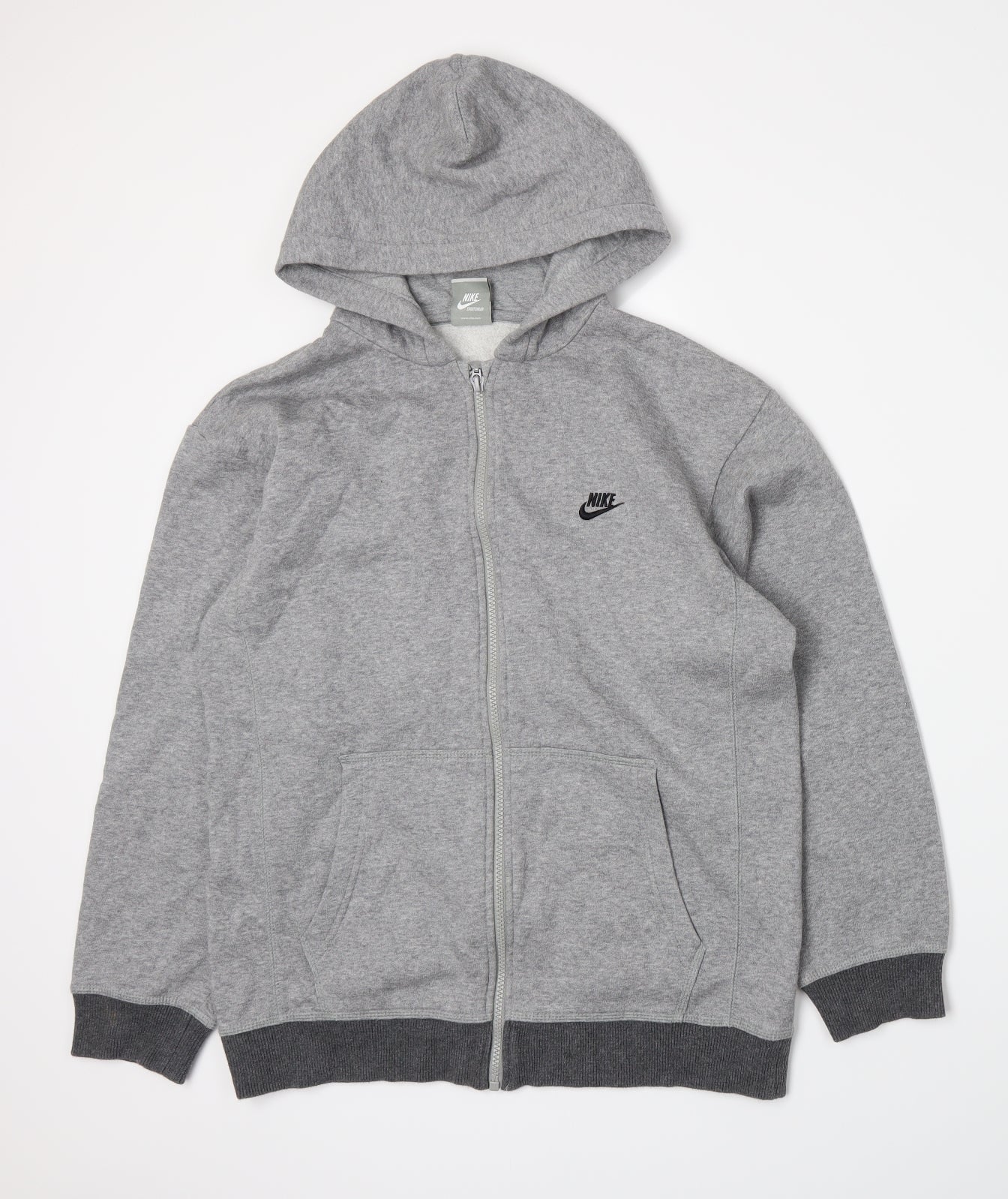 Nike Mens Grey  Jersey Full Zip Hoodie Size XL