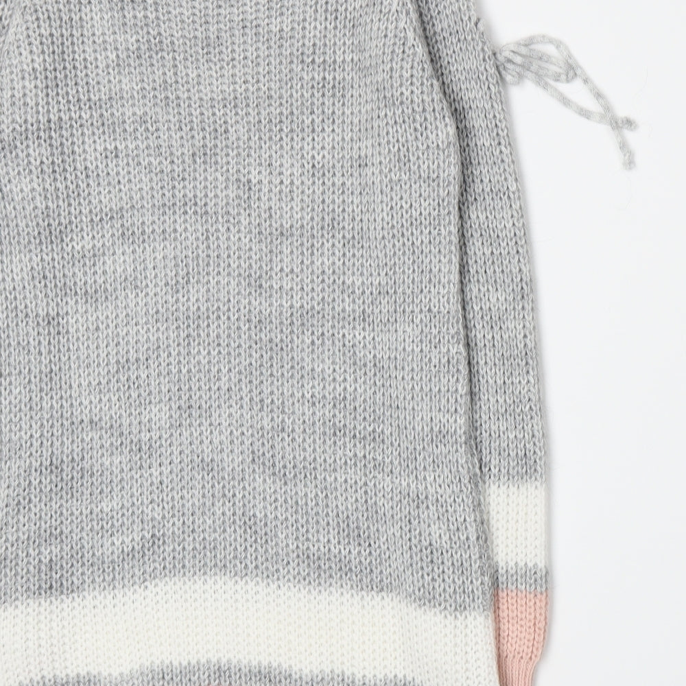 Quiz Womens Grey Striped Knit Cardigan Jumper Size S