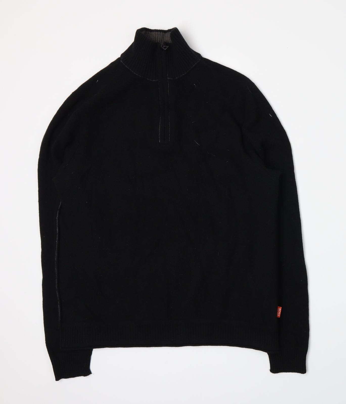 HUGO BOSS Mens Black  Knit Henley Jumper Size XL