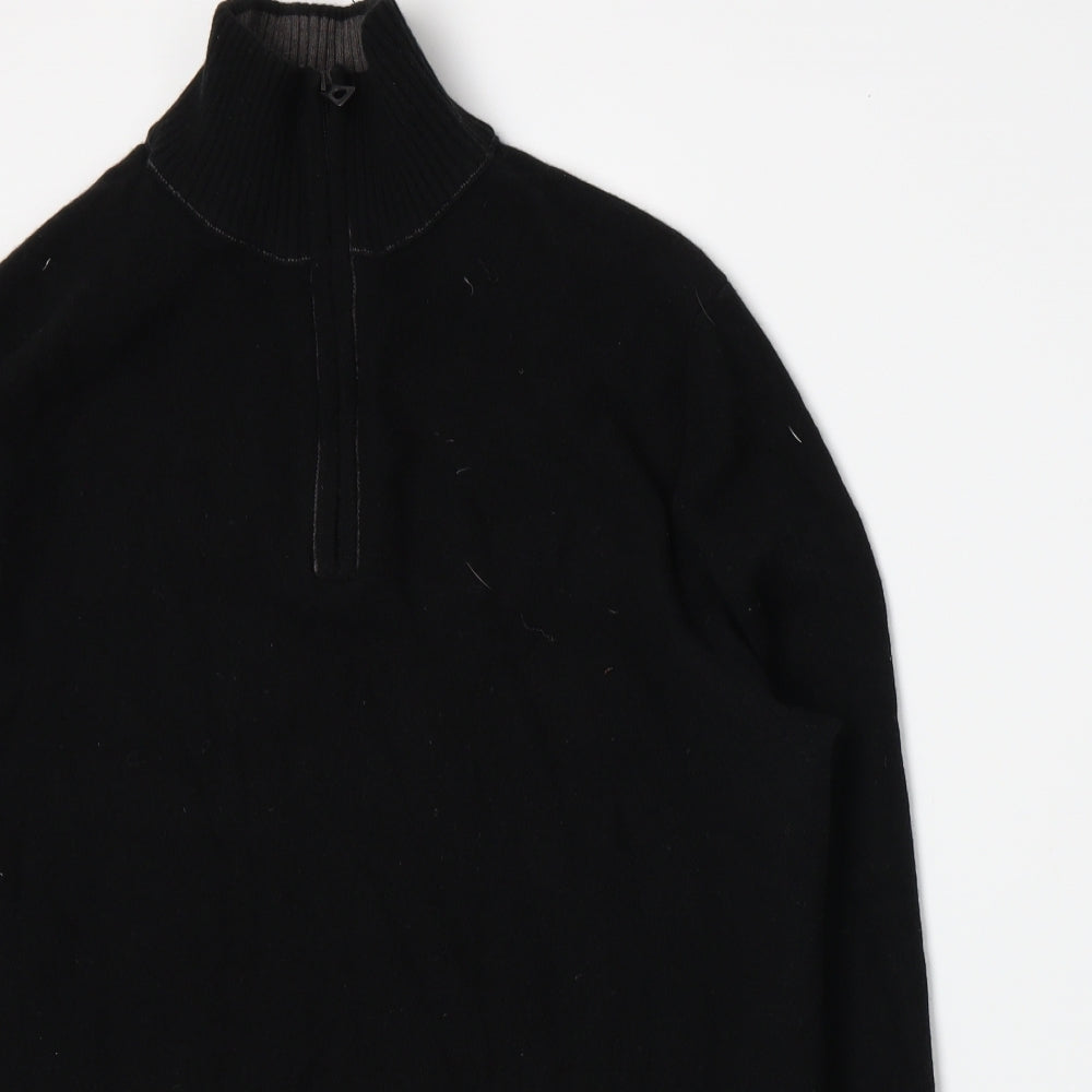 HUGO BOSS Mens Black  Knit Henley Jumper Size XL