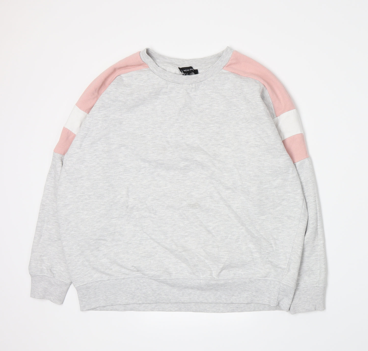 New Look Womens Grey Striped Jersey Pullover Sweatshirt Size S