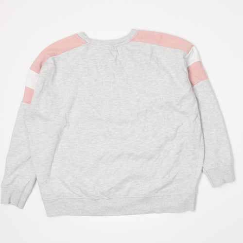 New Look Womens Grey Striped Jersey Pullover Sweatshirt Size S