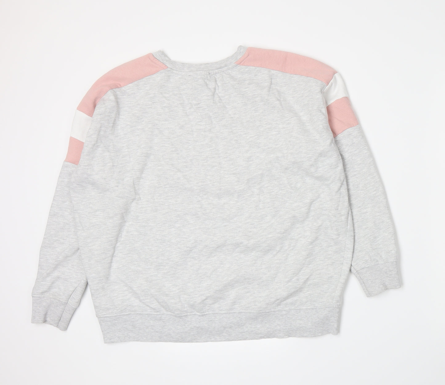 New Look Womens Grey Striped Jersey Pullover Sweatshirt Size S