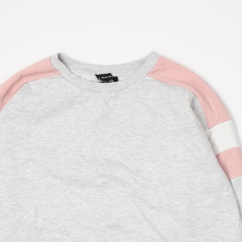 New Look Womens Grey Striped Jersey Pullover Sweatshirt Size S
