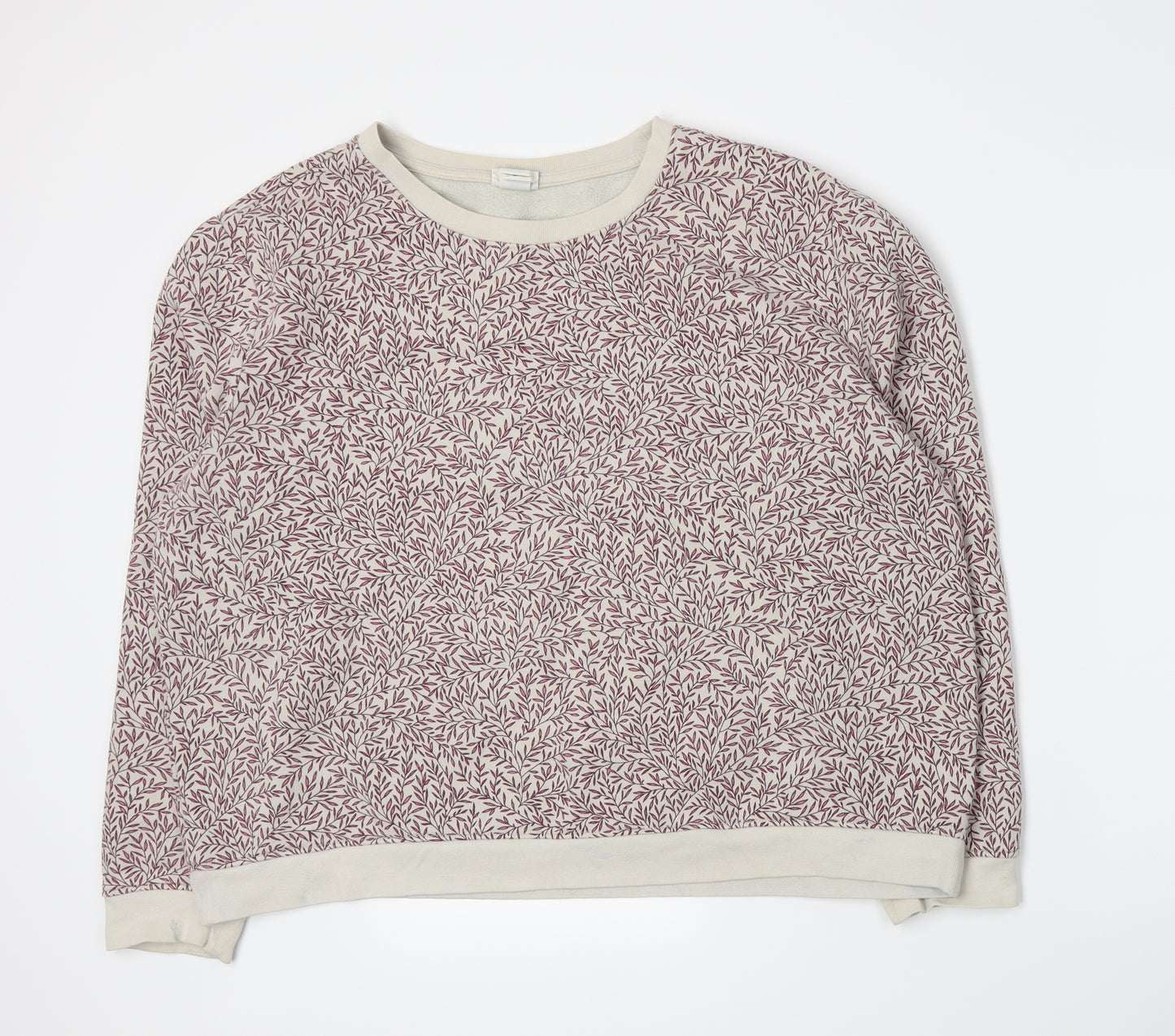 H&M Womens Beige Floral Jersey Pullover Sweatshirt Size XL