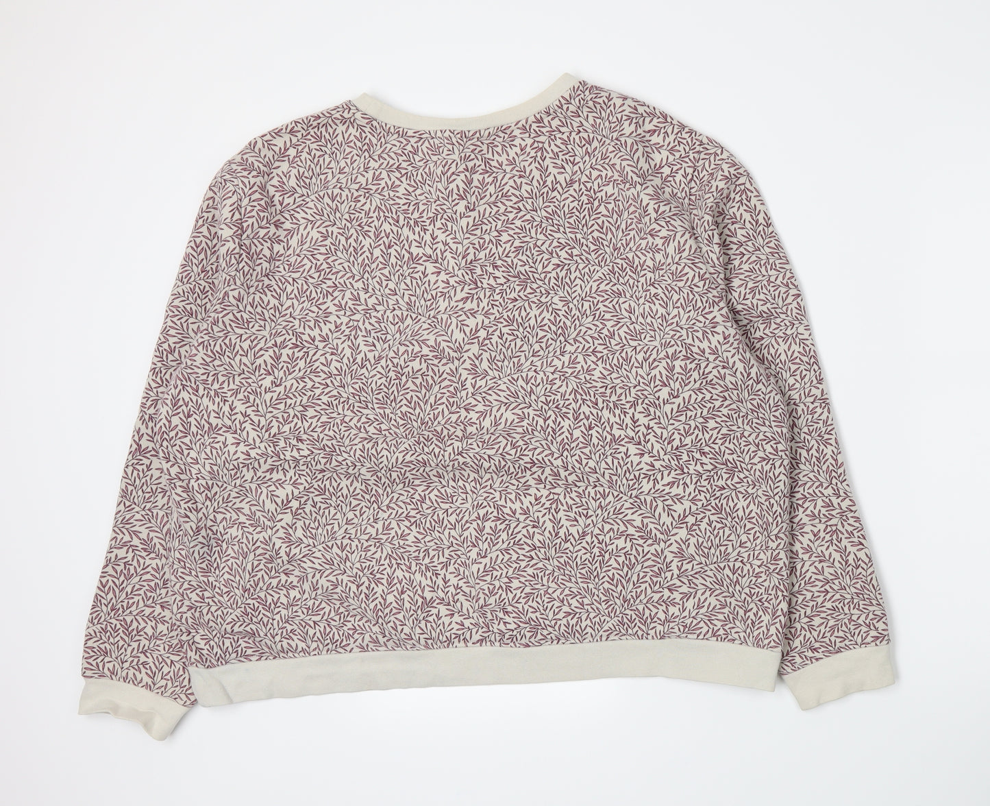 H&M Womens Beige Floral Jersey Pullover Sweatshirt Size XL