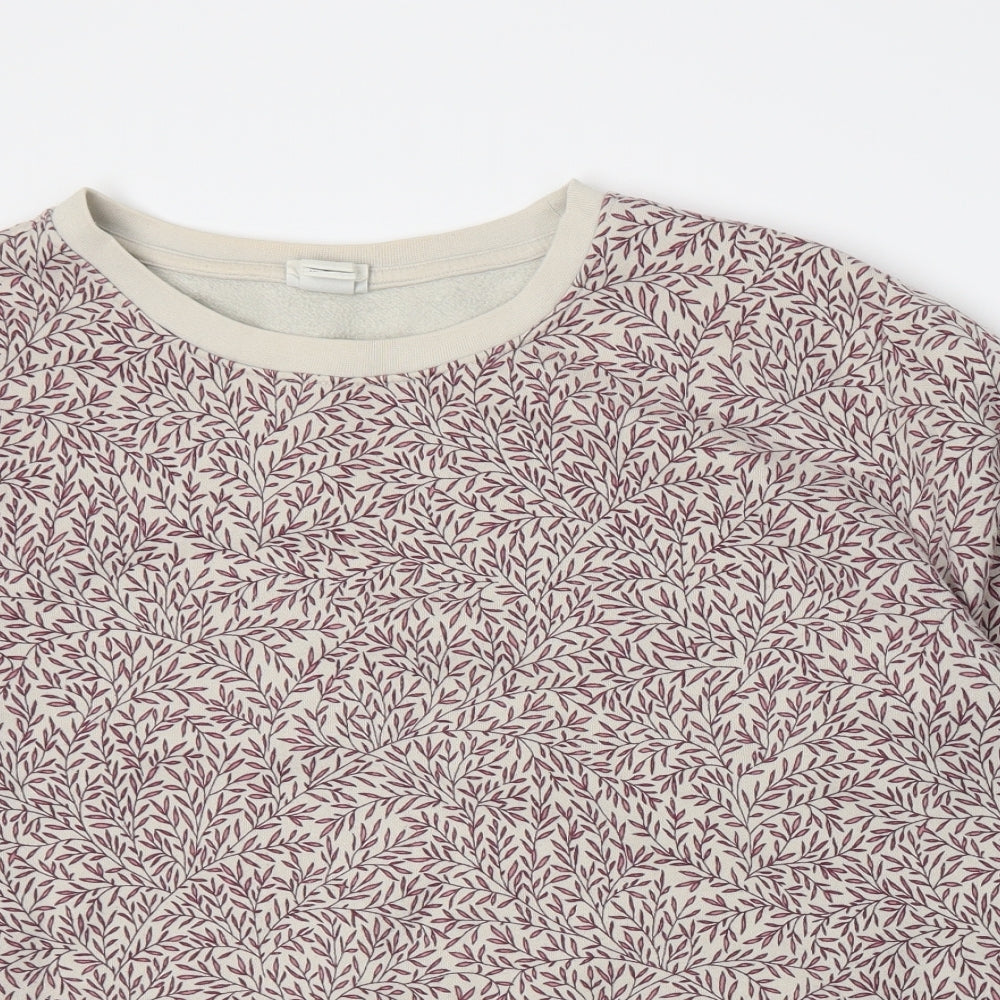 H&M Womens Beige Floral Jersey Pullover Sweatshirt Size XL