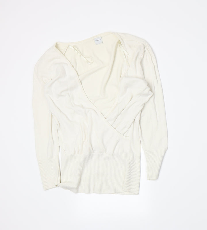 New Look Womens White Knit Pullover Jumper Size 10
