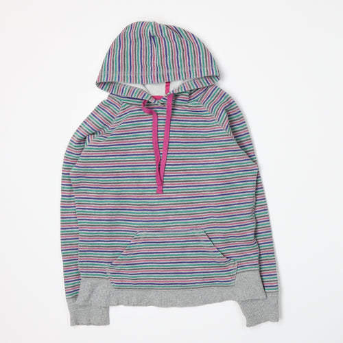 Primark Womens Grey Striped Jersey Pullover Hoodie Size 10
