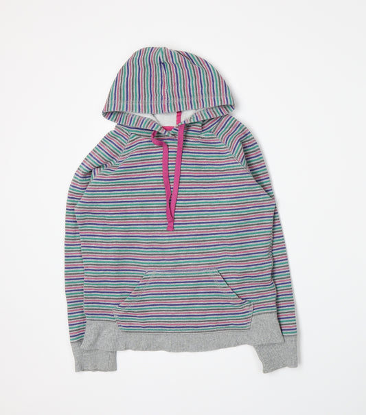 Primark Womens Grey Striped Jersey Pullover Hoodie Size 10