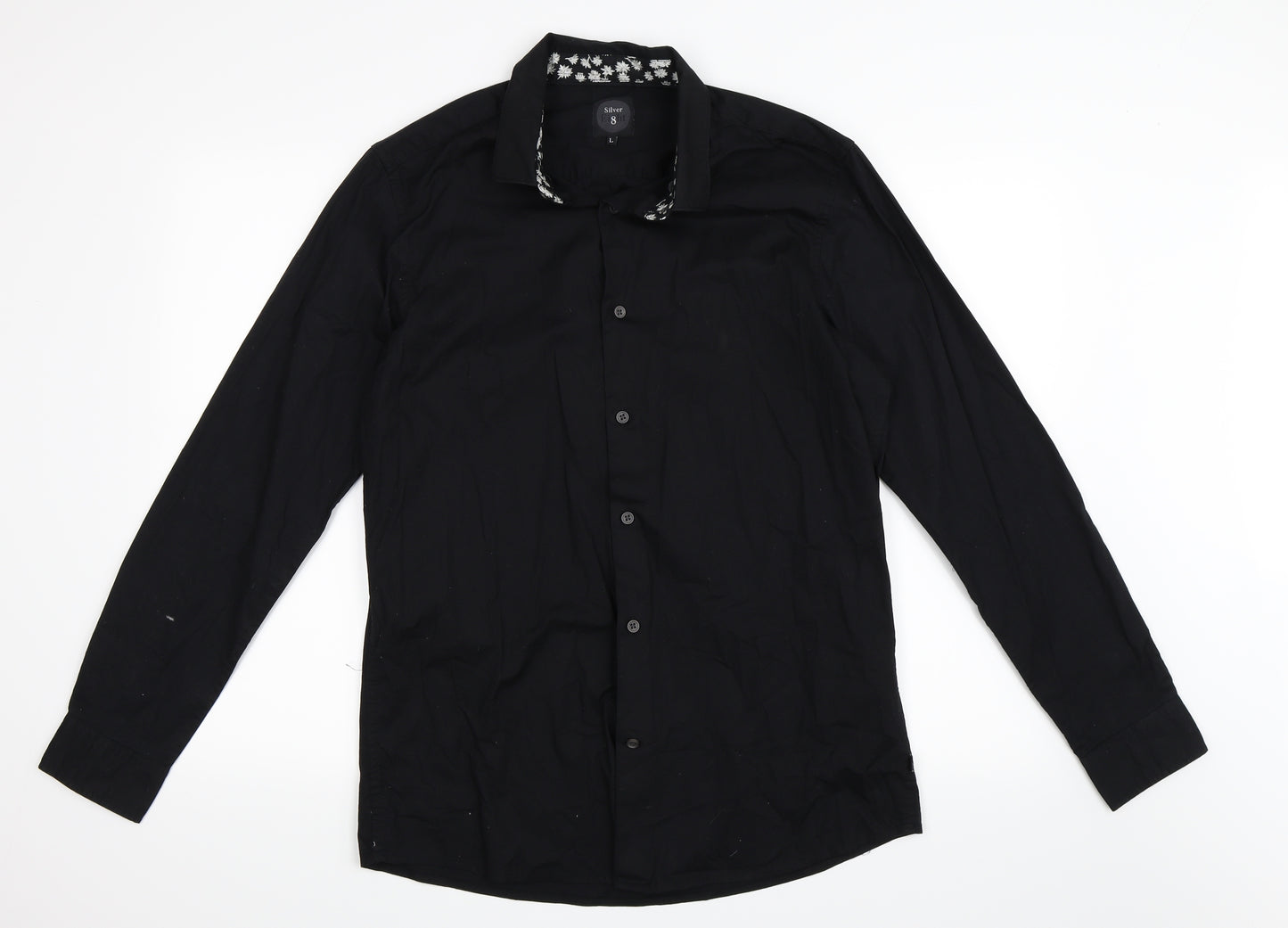 Silver Eight Mens Black    Button-Up Size L