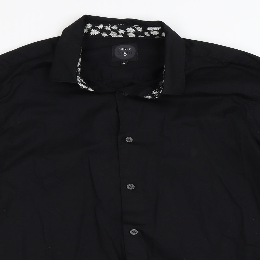 Silver Eight Mens Black    Button-Up Size L