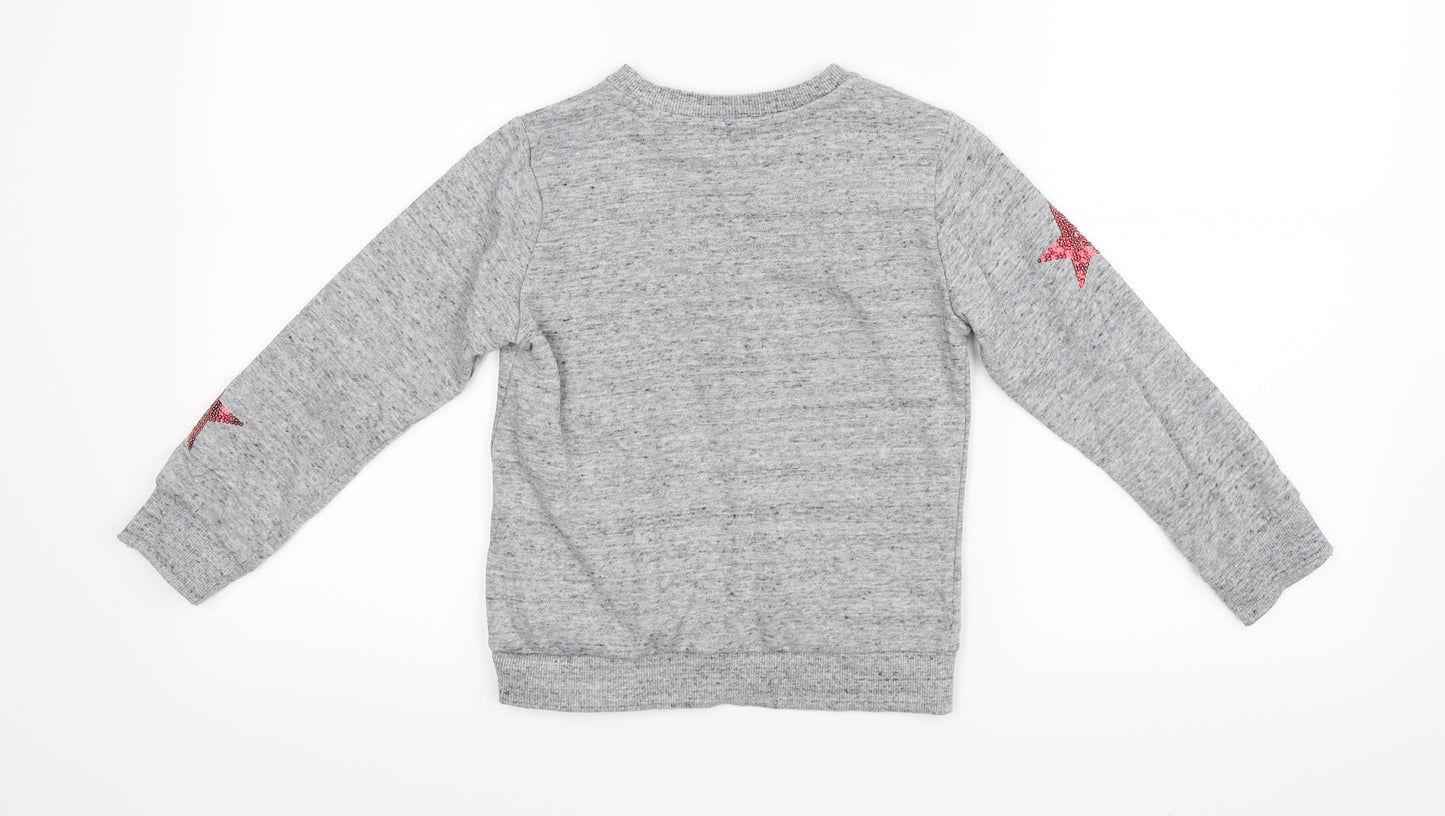 F&F Girls Grey   Pullover Sweatshirt Size 6-7 Years  - Christmas Dinosaur
