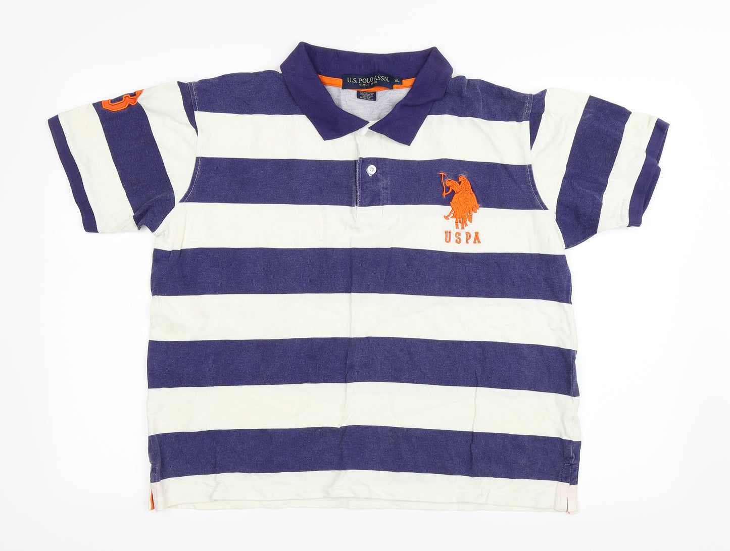 US Polo Assn. Mens Blue Striped   Polo Size XL