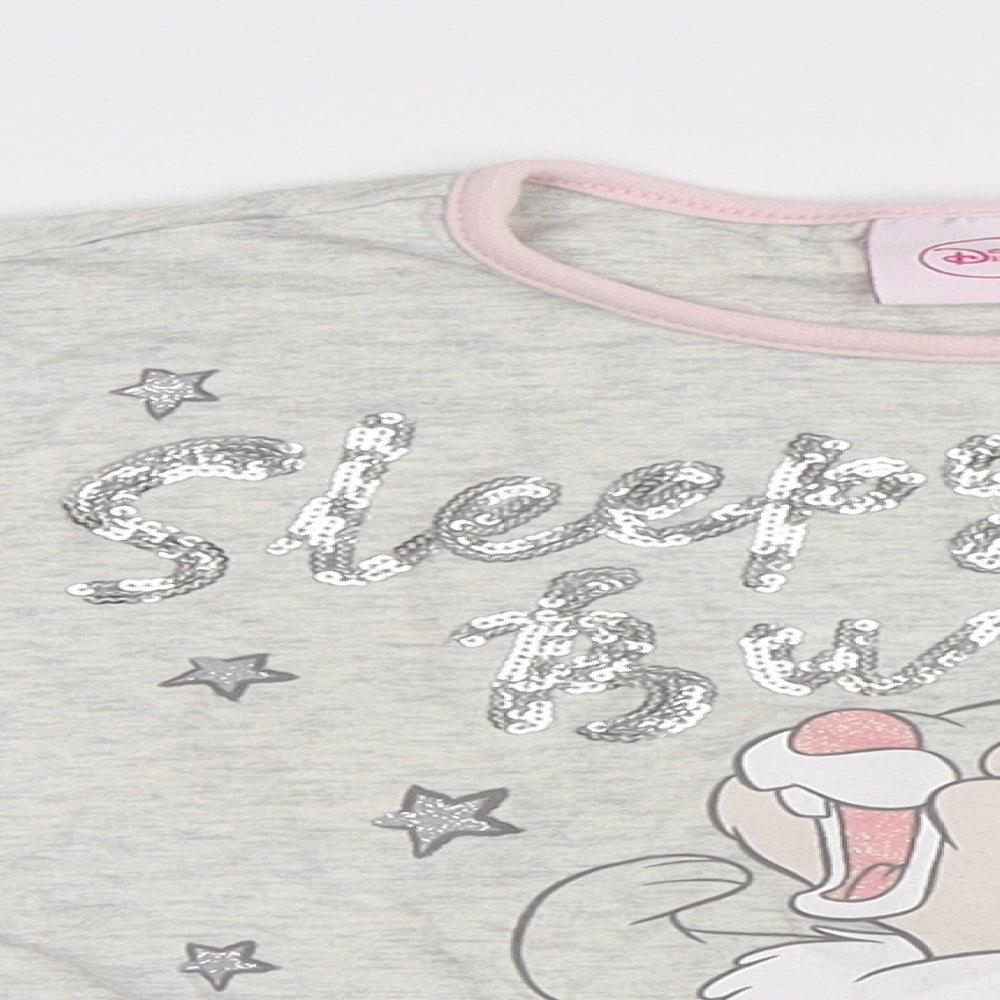 TU Girls Grey Solid  Top Pyjama Top Size 4-5 Years  - Disney Bunny