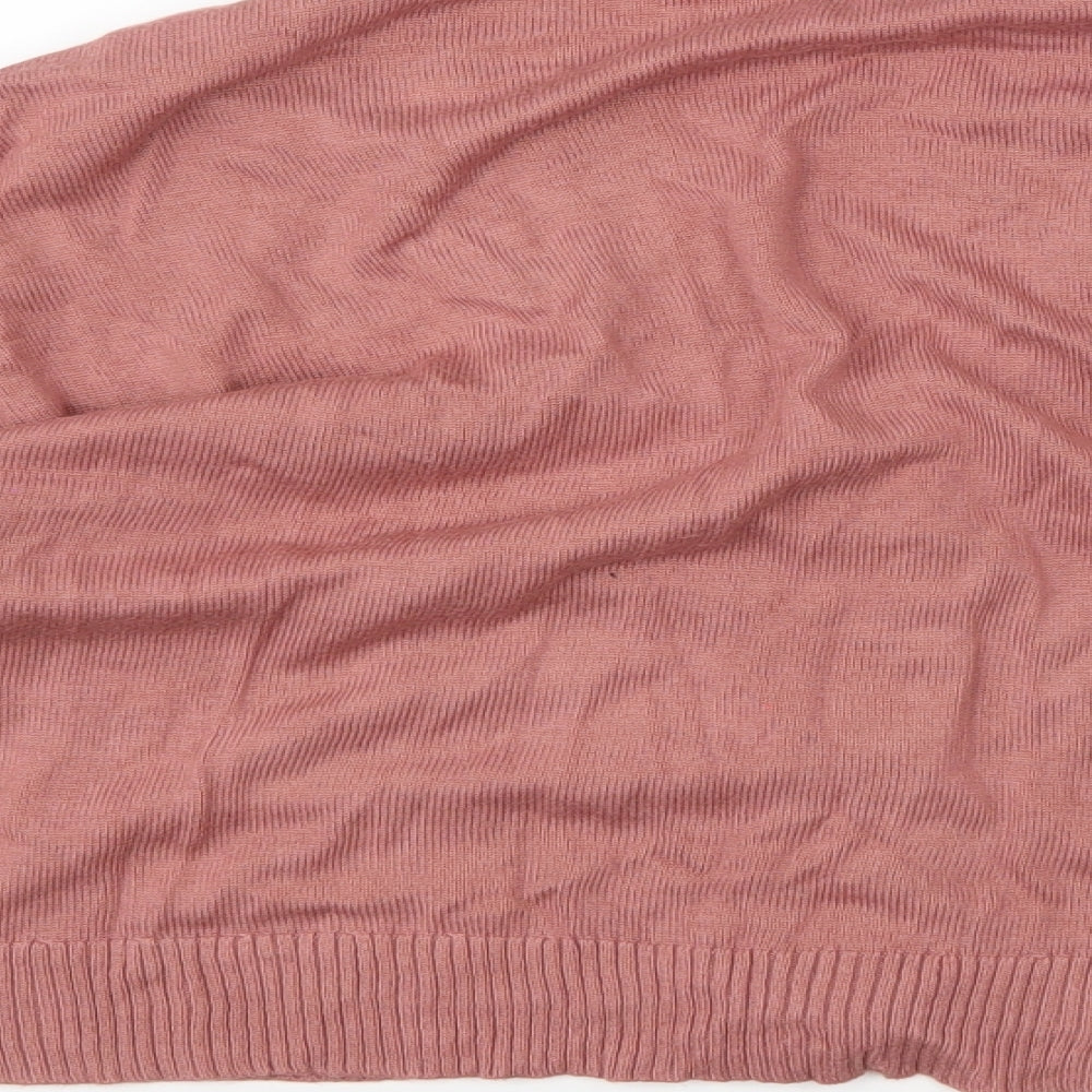 Stradivarius Womens Pink Check Knit Cardigan Jumper Size M