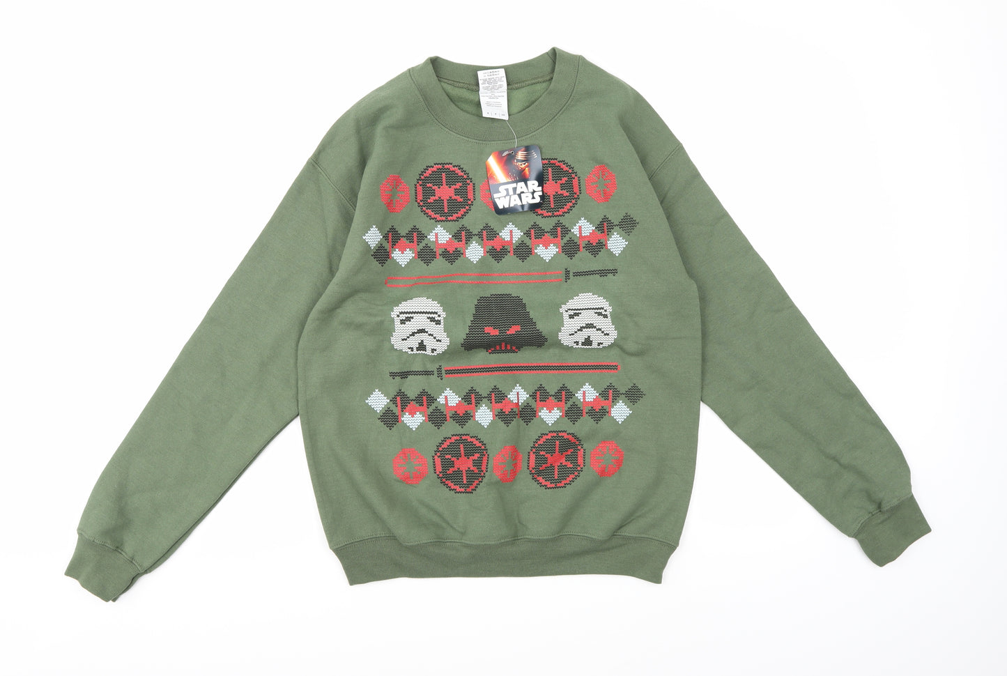 Star Wars Boys Green  Jersey Pullover Sweatshirt Size S  - Star Wars Christmas