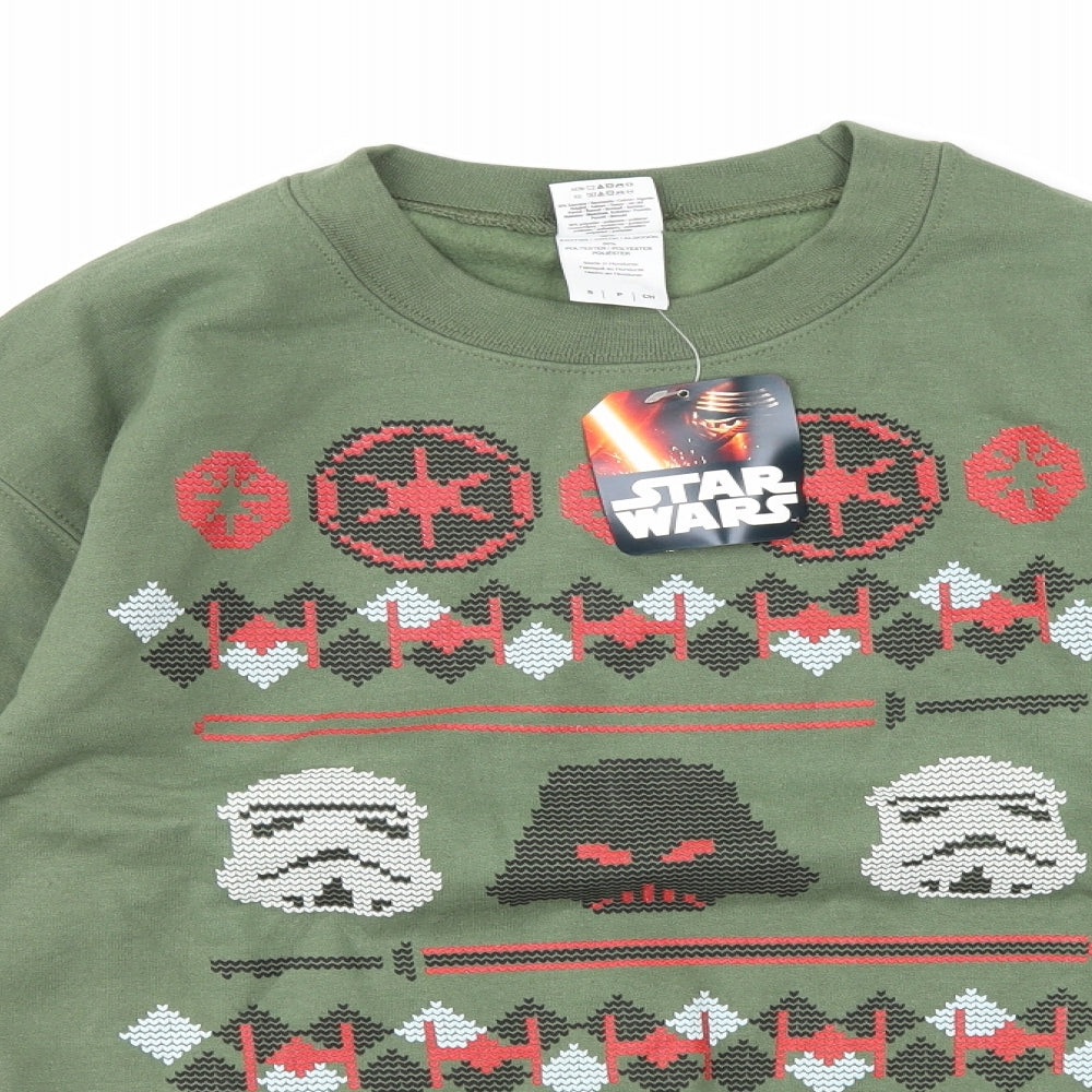 Star Wars Boys Green  Jersey Pullover Sweatshirt Size S  - Star Wars Christmas