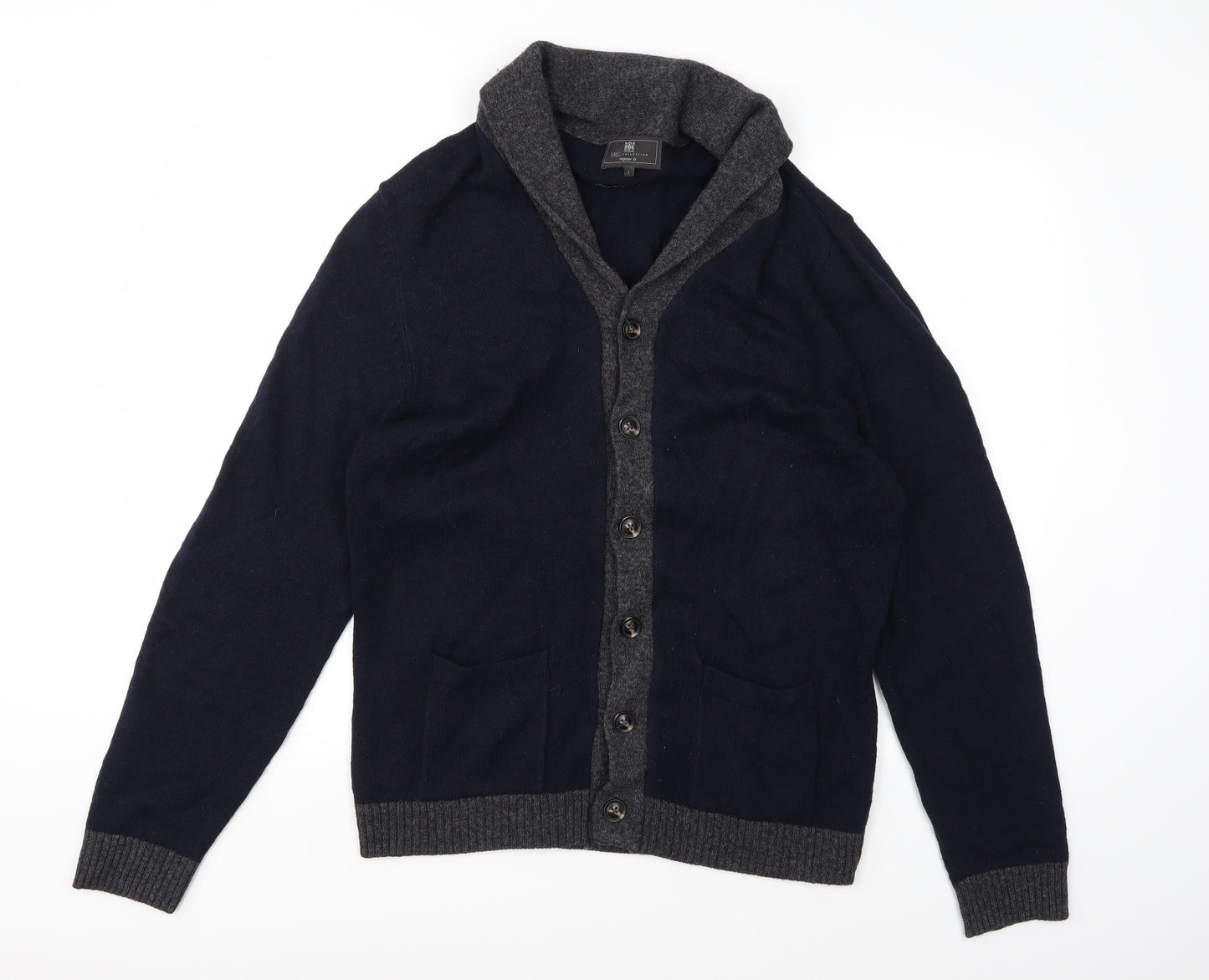 Marks and Spencer Mens Blue  Knit Cardigan Jumper Size L