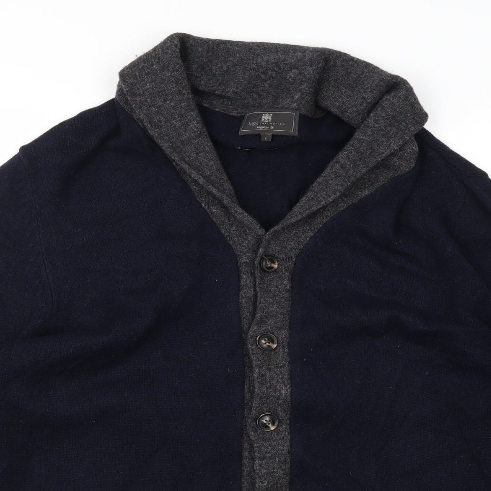 Marks and Spencer Mens Blue  Knit Cardigan Jumper Size L