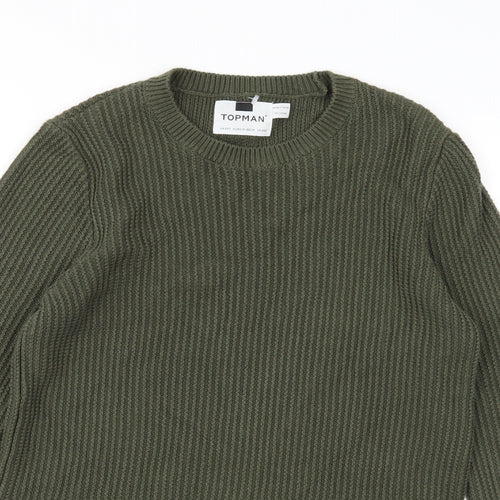 Topman Mens Green  Knit Pullover Jumper Size XS