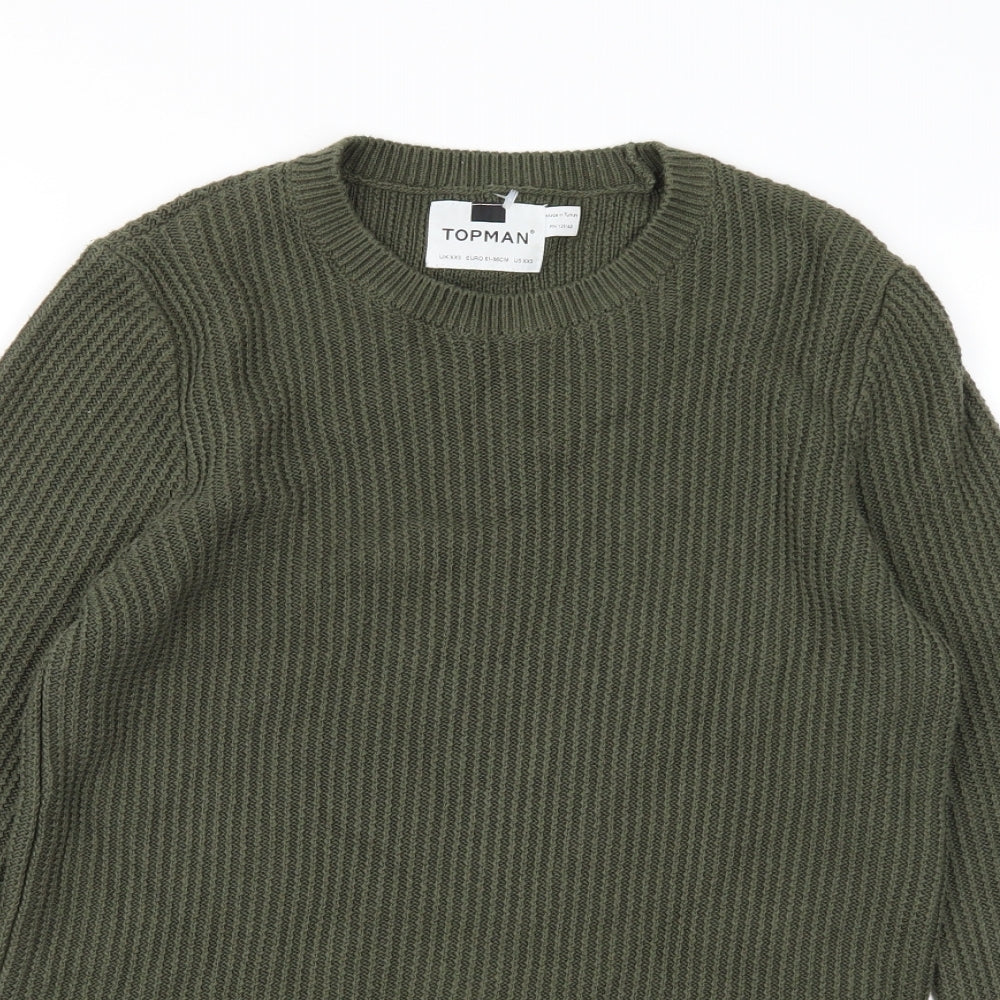 Topman Mens Green  Knit Pullover Jumper Size XS