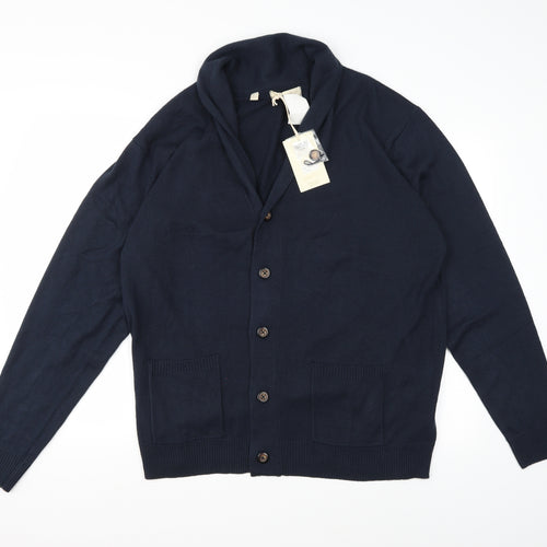 William & Brown Mens Blue  Knit Cardigan Jumper Size XL