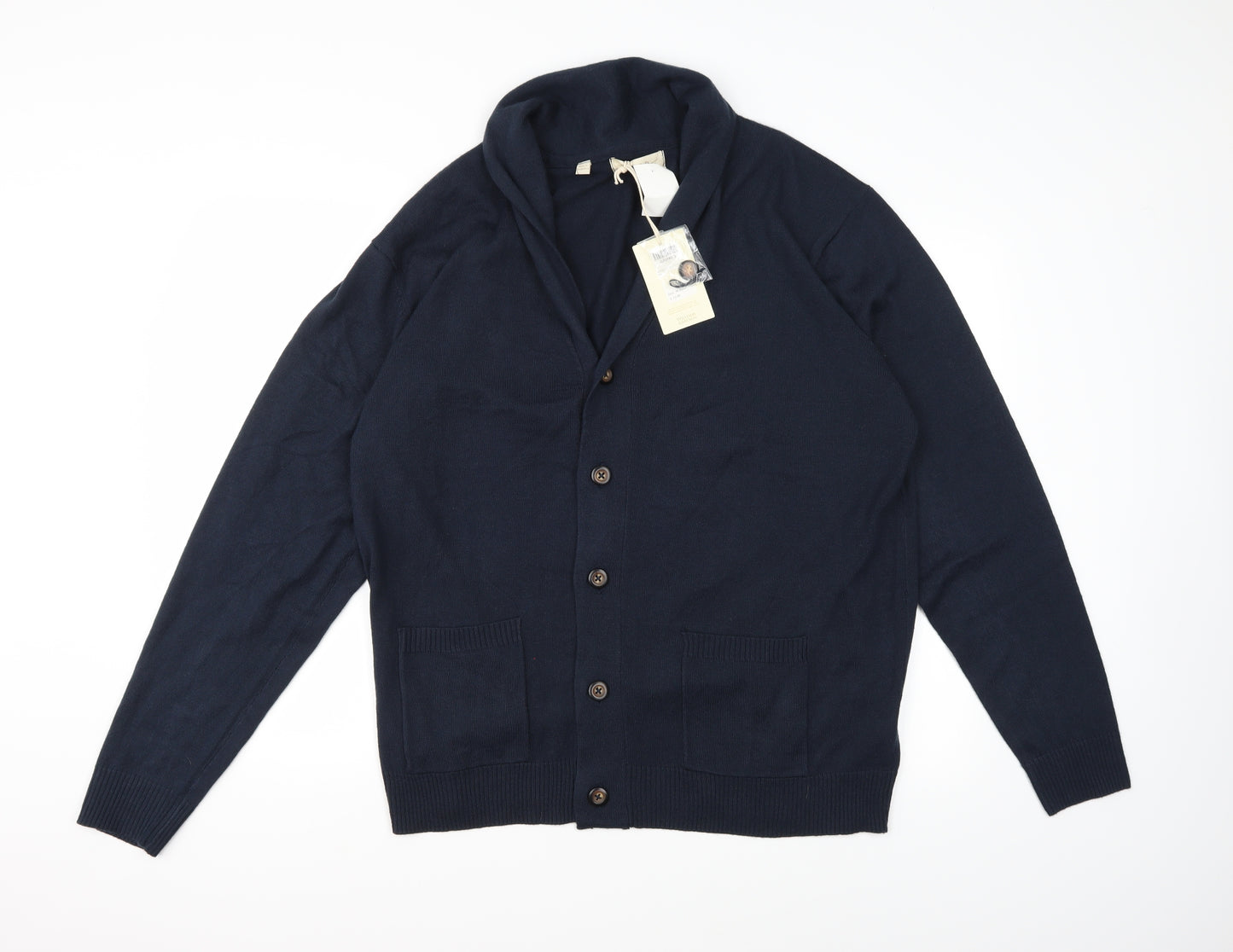 William & Brown Mens Blue  Knit Cardigan Jumper Size XL