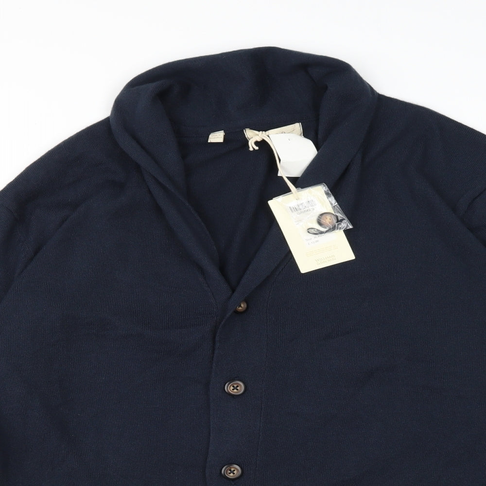 William & Brown Mens Blue  Knit Cardigan Jumper Size XL