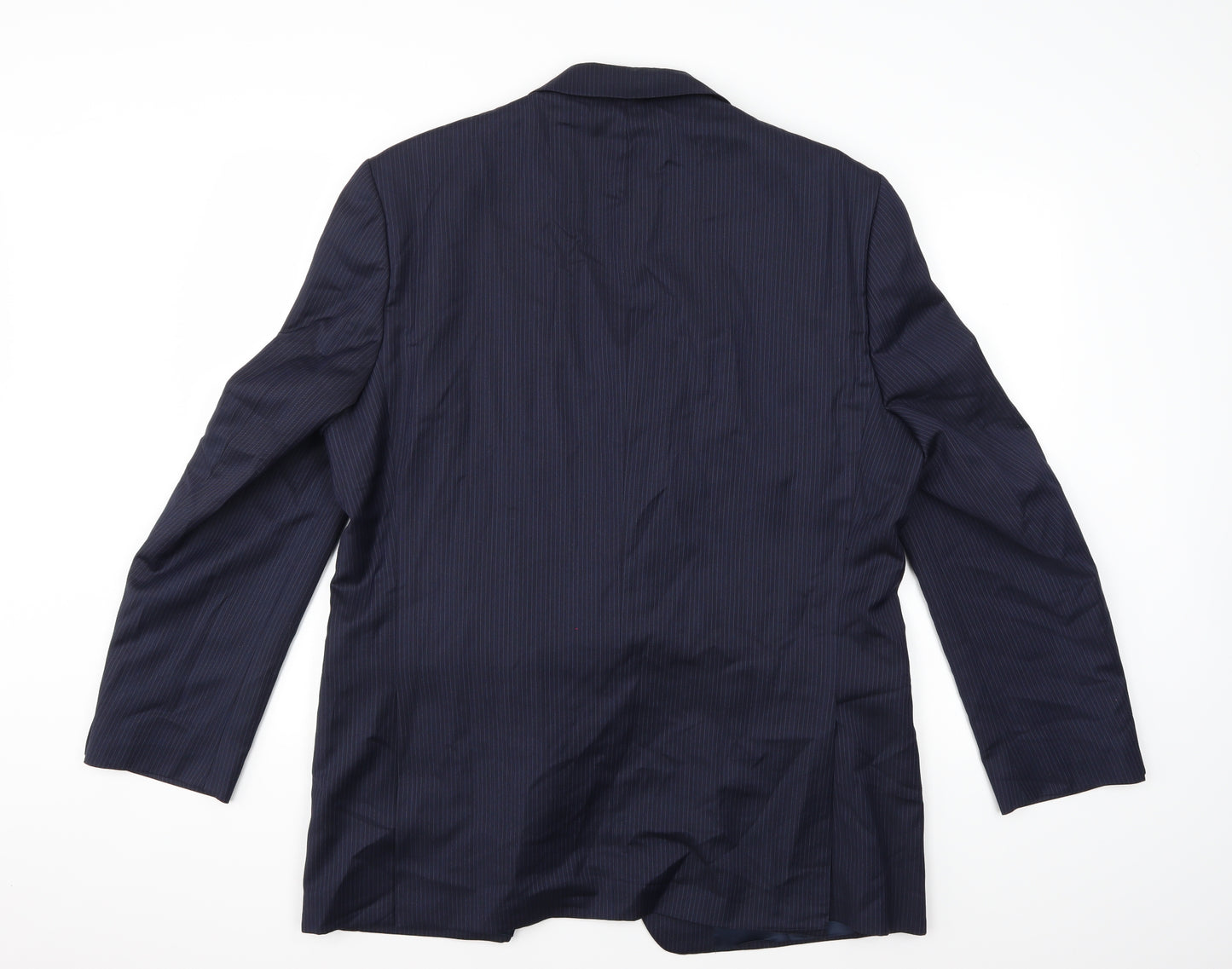 Greenwoods Mens Blue Striped Rayon Jacket Suit Jacket Size 44