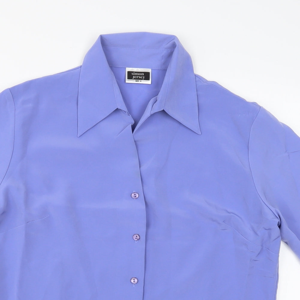 Simon Jersey Womens Purple   Basic Blouse Size 16