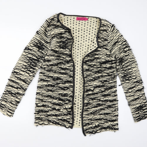 Boohoo Womens Beige Striped Knit Cardigan Jumper Size S