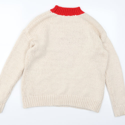 Papaya Womens Beige  Knit Pullover Jumper Size M  - Love heart