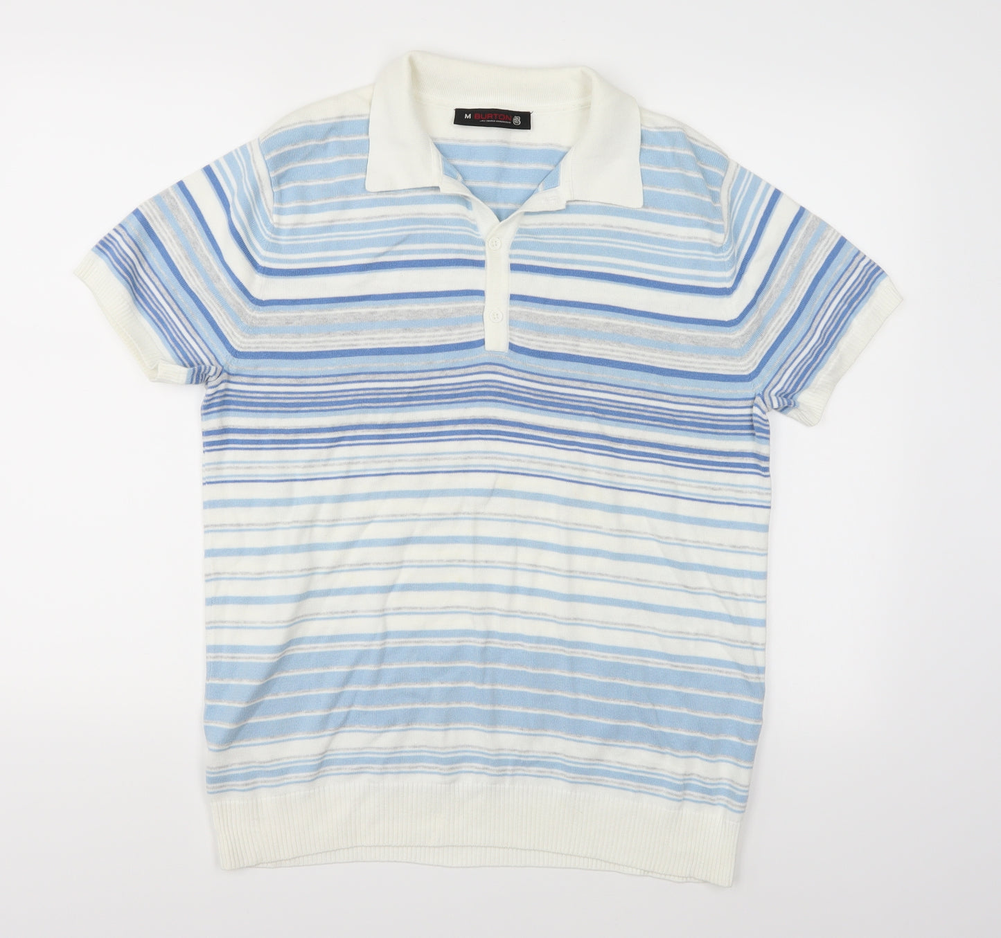 Burton Mens Blue Striped Knit  Polo Size M