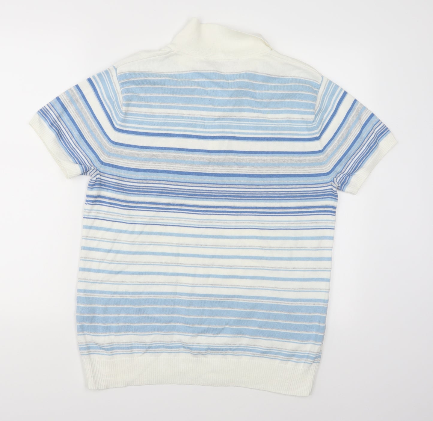 Burton Mens Blue Striped Knit  Polo Size M