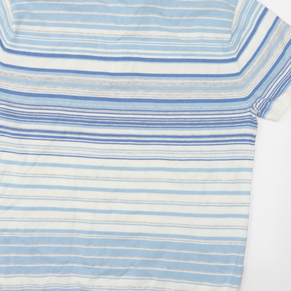 Burton Mens Blue Striped Knit  Polo Size M