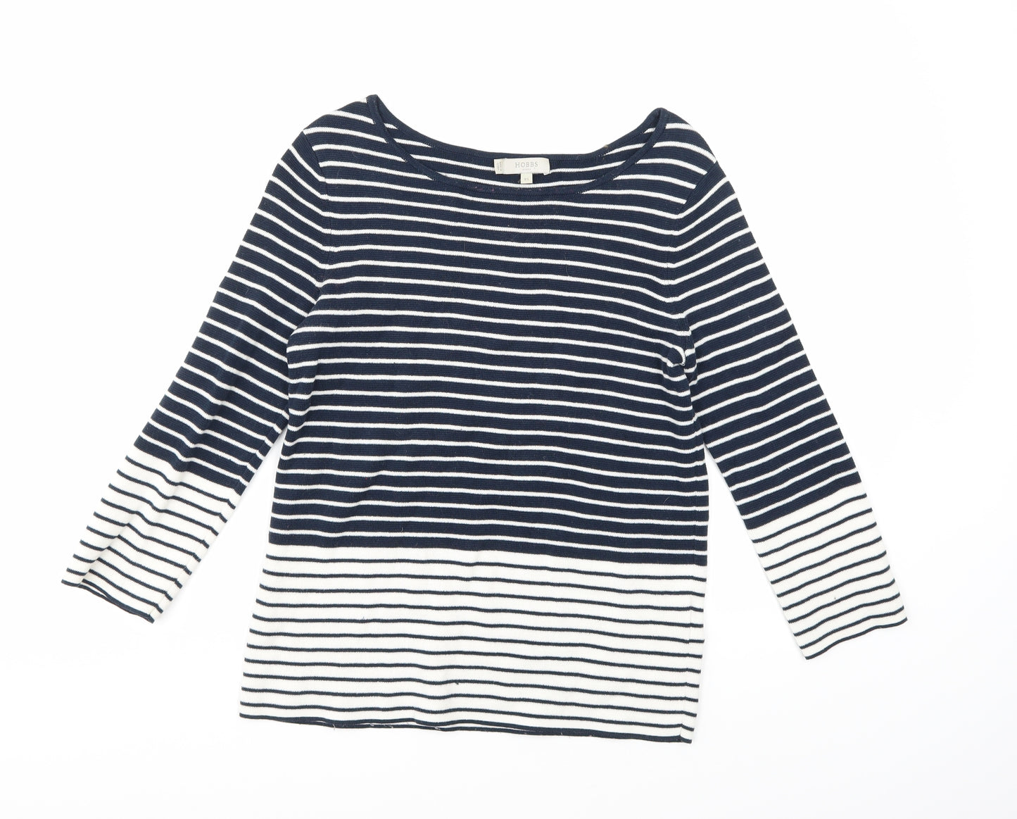 Hobbs London Womens Blue Striped Knit Pullover Jumper Size XS