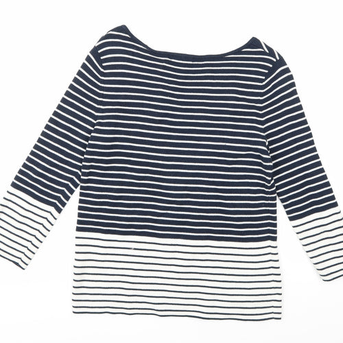 Hobbs London Womens Blue Striped Knit Pullover Jumper Size XS