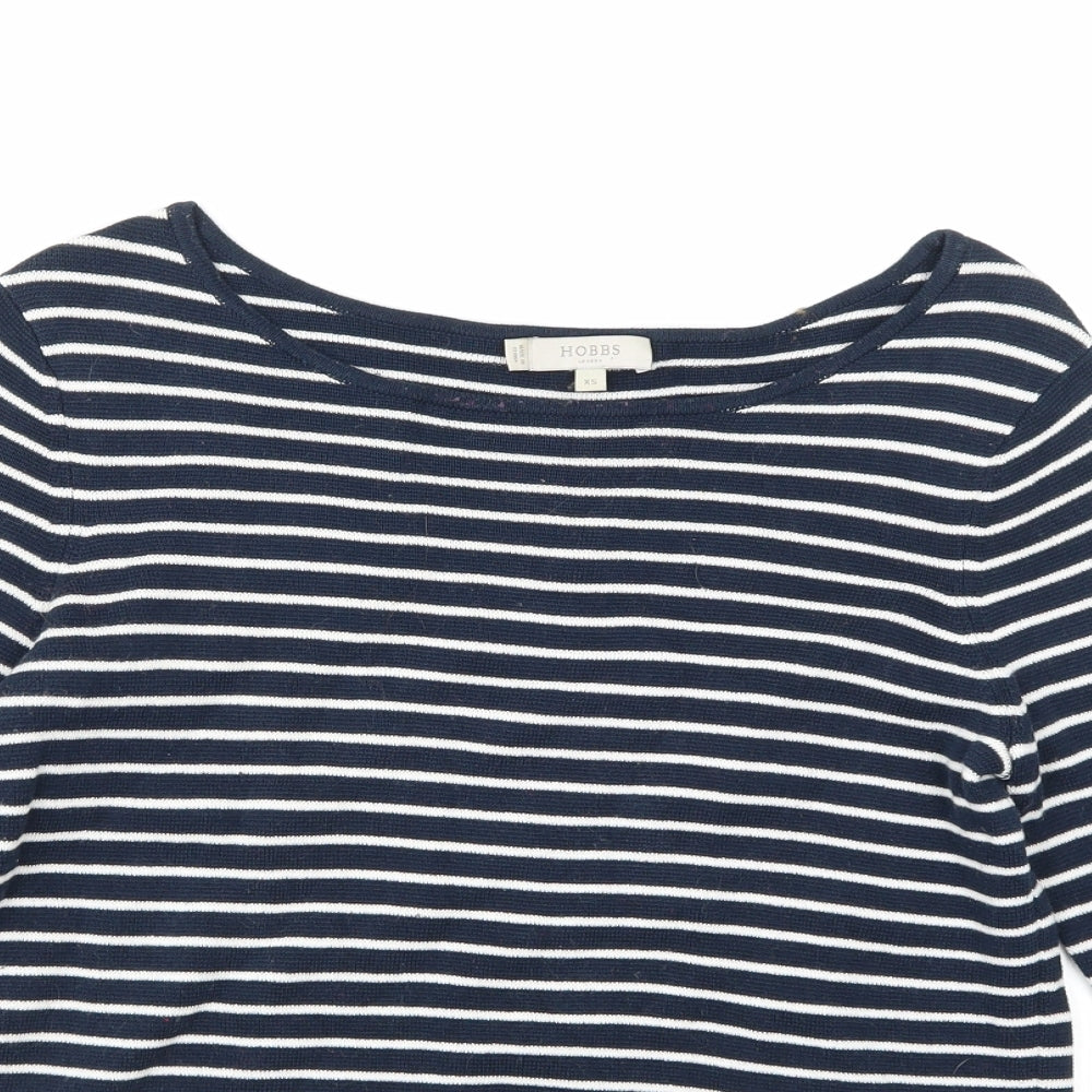 Hobbs London Womens Blue Striped Knit Pullover Jumper Size XS