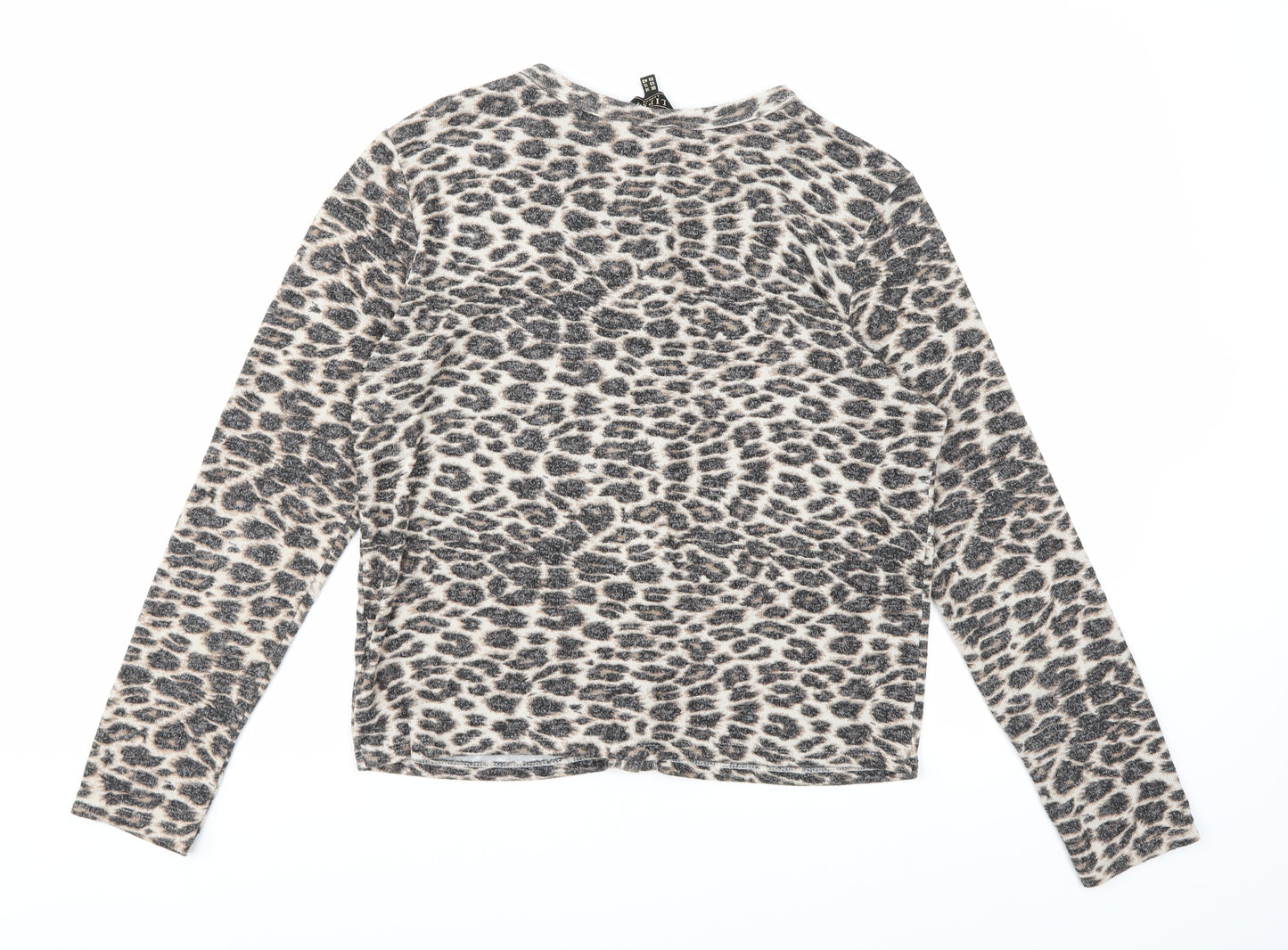 Lipsy London Womens Brown Animal Print Knit Cardigan Jumper Size 14