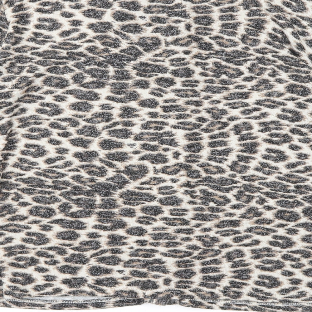 Lipsy London Womens Brown Animal Print Knit Cardigan Jumper Size 14