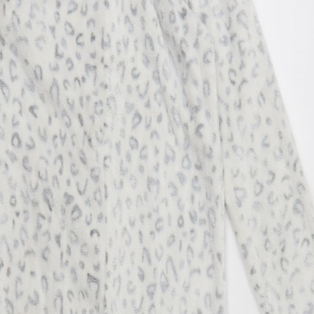 George Girls White Animal Print Fleece Top One Piece Size 11-12 Years  - All in One