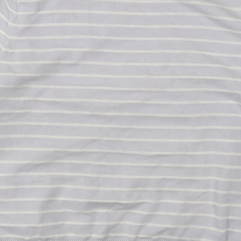 Per Una Womens Grey Striped Knit Cardigan Jumper Size 14