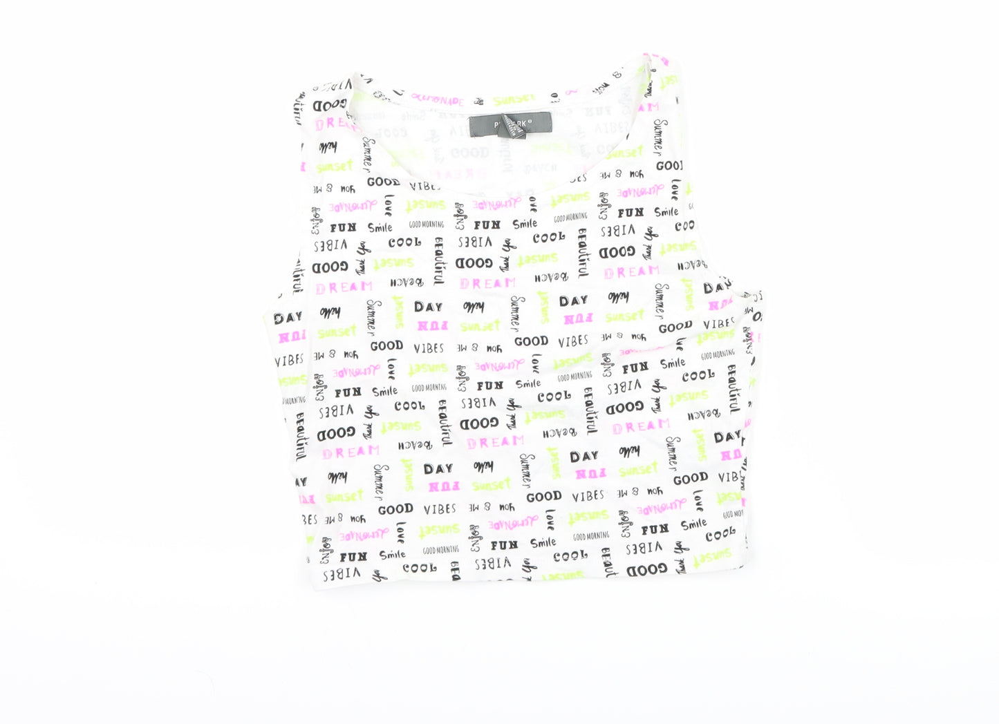 Primark Womens White   Cropped Tank Size XS  - slogan
