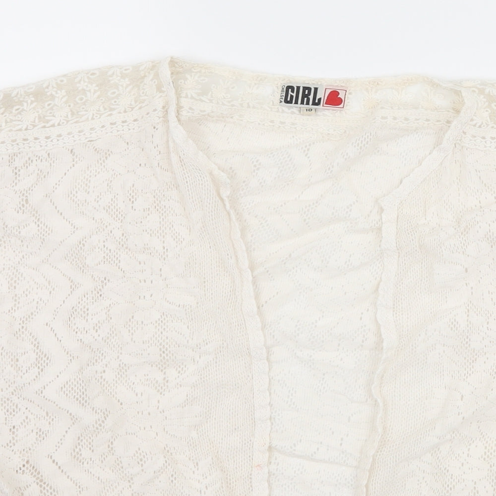 River Island Womens Ivory  Lace Cardigan Jumper Size 10