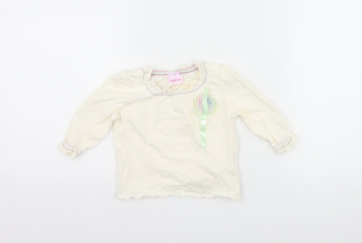 Cherokee Girls Ivory Polka Dot Basic T-Shirt Size 3-6 Months